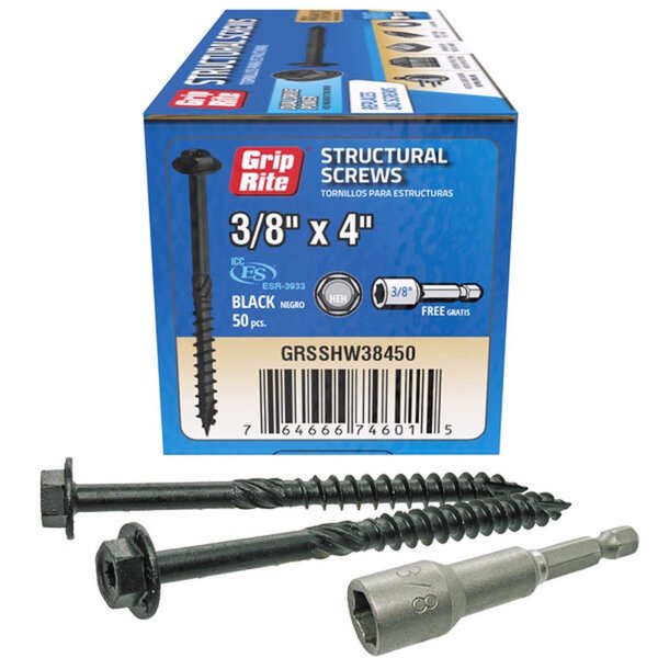 Grip-Rite Lag Screw, 3/8 in, 4 in, Torx Drive, 50 PK GRSSHW38450